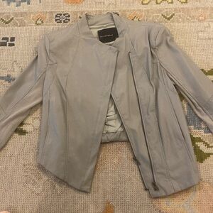 Olivaceous gray leather jacket